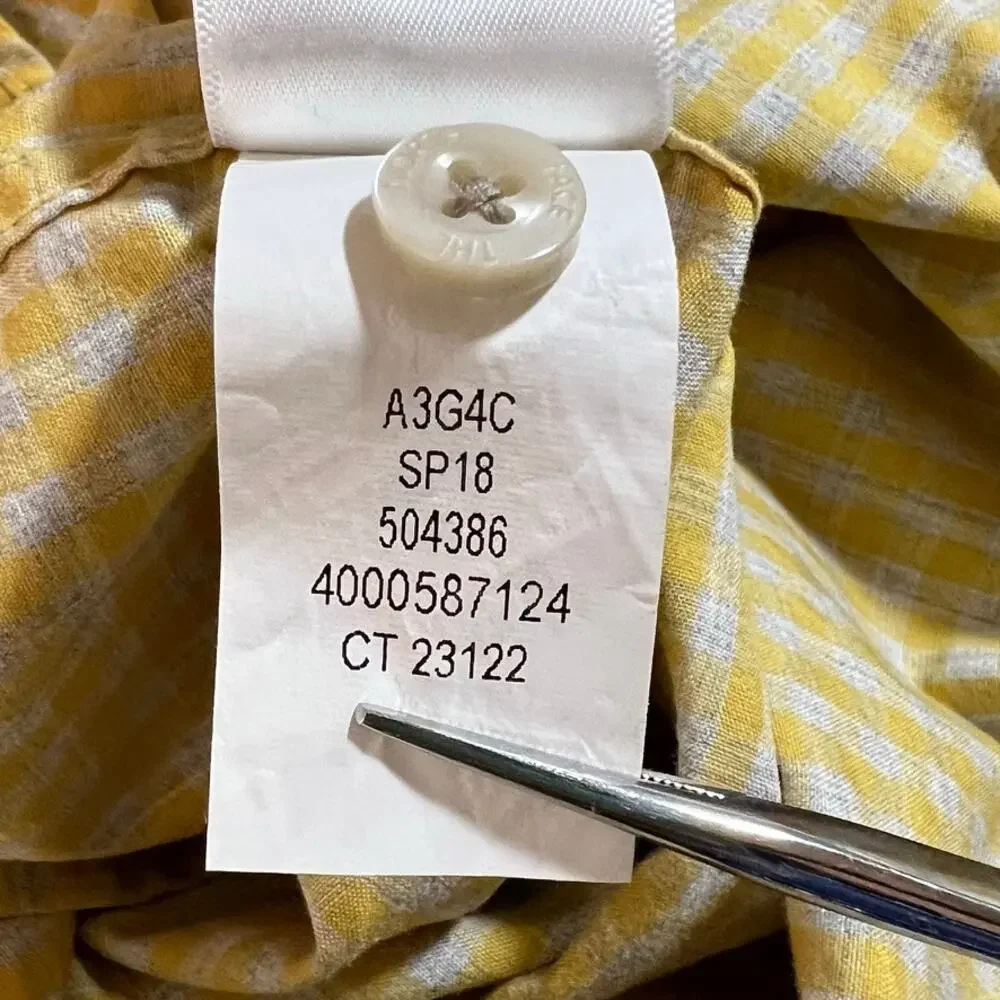 The North Face Short Sleeve Checkered Button Shirt Yellow Mens Large